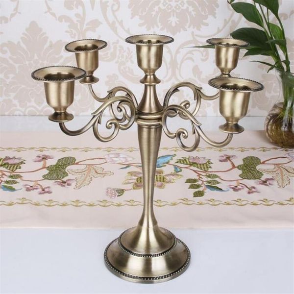 Portacandele in metallo Matrimonio 5 bracci 3 bracci Portacandele Decorazione Candelabri Centrotavola Candeliere Decor Artigianato Argento Oro343B