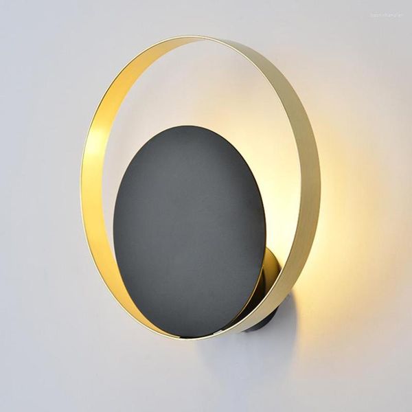 Lampade da parete Nordic Modern Led Light G9 Oro Nero Rotondo Creativo Specchio da bagno Apparecchio di illuminazione Lampada da comodino per camera da letto corridoio scale