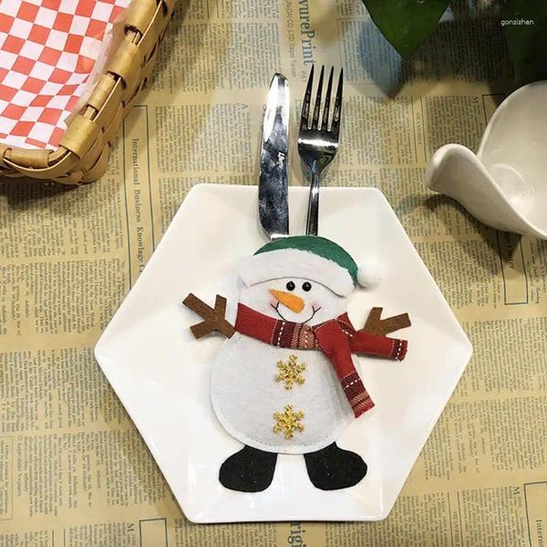 Yemek takımı setleri Noel çatal bıçak çantası bezi Noel claus kardan adam elk şekilli mutfak sofra bıçak çatal xams parti dekorasyon