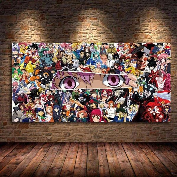 Dipinti Collezione di personaggi anime giapponesi Pittura su tela Cartoon Wall Art Poster e stampe per la camera da letto Camera dei bambini Cuadros Un240o