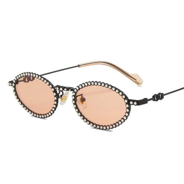 Sonnenbrille Kleine ovale volle kristall glänzende Sonnenbrille für Frauen Neue Modelegierung Strass Hip Hop Sonnenbrille Weibliche 2000er Look Shades J230422