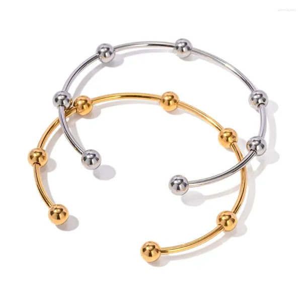 Bangle Youthway Aço Inoxidável Ouro Prata Cor Bead Open Slim Pulseira Elegante Charme Design À Prova D 'Água Jóias Presente