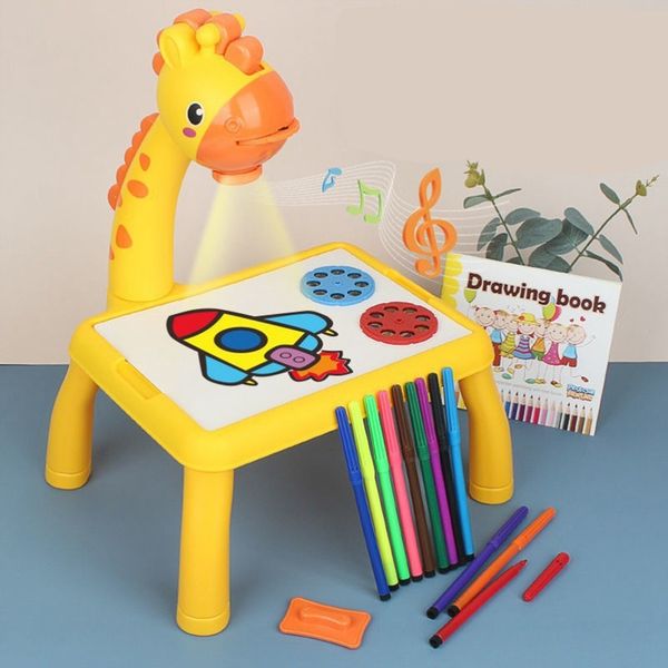 Mini LED projektör sanat çizim masa kağıtları çocuklar için açık oyuncak çocuklar boyama tahtası küçük masa eğitim öğrenme boya aracı zanaat 2068