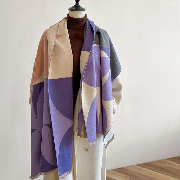 Шарфы, осенне-зимний модный кашемировый шарф, женский утолщенный теплый двусторонний шаль, большой элегантный нагрудник из пашмины