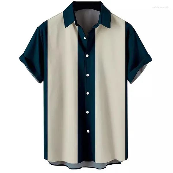 Мужские повседневные рубашки Рубашка Летняя футболка Кемпинг Клевер с коротким рукавом Красочный графический принт Slim Fit Спортивная одежда на пуговицах Мода 5XL