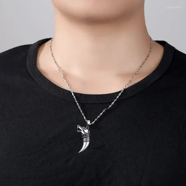 Colares de pingente estilo hip hop lobo dentes colar masculino na moda tiktok simples série sen enviar namorado que