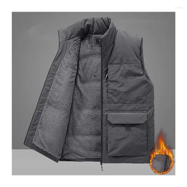 Gilet da uomo Gilet imbottito invernale per uomo Cappotto di lana Cappotti da lavoro maschili Giacche senza maniche da uomo Gilet caldi Abbigliamento Taglie forti 6XL