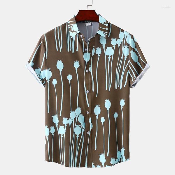 Camisas casuais masculinas estamparem impressão de tinta masculina Hawaian Beach Brand Summer Summer Shrit Tropical Aloha Shrit Férias de férias Clothing