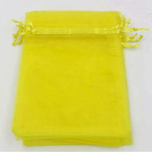 Lemon Yellow 7x9cm 9x11cm 13x18 cm borse da regalo per gioielli di organza per bomboniere, accessori perline