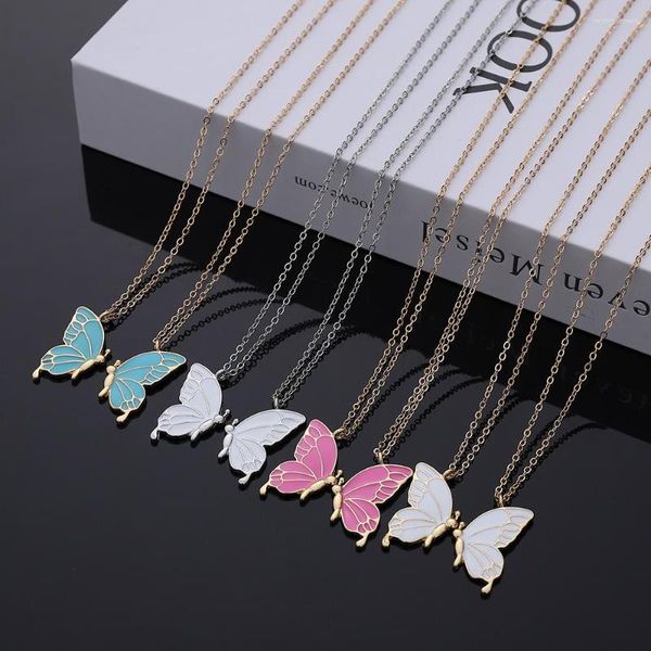 Colares pendentes 2pcs/lote borboleta para mãe filha irmã corda de ouro colorentes de moda jóias especiais de amizade