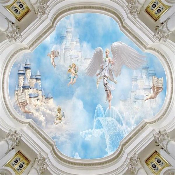 po Wandmalereien Tapete Engel Himmel Himmel Zenit Wandgemälde 3D Decke Wandgemälde Tapete2296