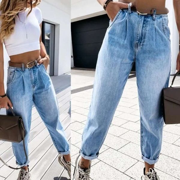 Damen-Jeans, stilvolle Sommer-Urban-Freizeithose, hohe Taille, gewaschener Taillenstil, Großhandelsmarke