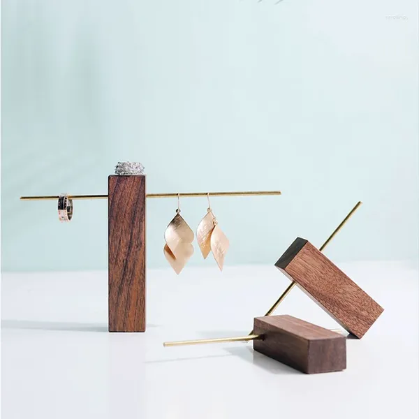 Astucci per gioielli Supporti per orecchini con barra di metallo Supporto per bracciale in legno per porta collane Organizzatore per orecchini Vetrina per gioielli appesa