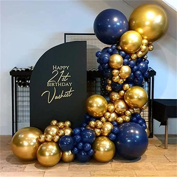 Decorazione per feste Palloncini blu navy Kit ghirlanda ad arco in oro cromato per matrimonio, laurea, compleanno, anno di Natale