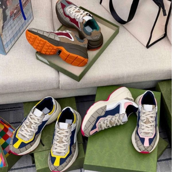 Rhyton Shoes Herren- und Damen-Rhyton-Sneaker für Strawberry Wave Mouth Tiger Netzdruck Vintage Coach Old Dad-Schuhe Trainer 11 Sneakers