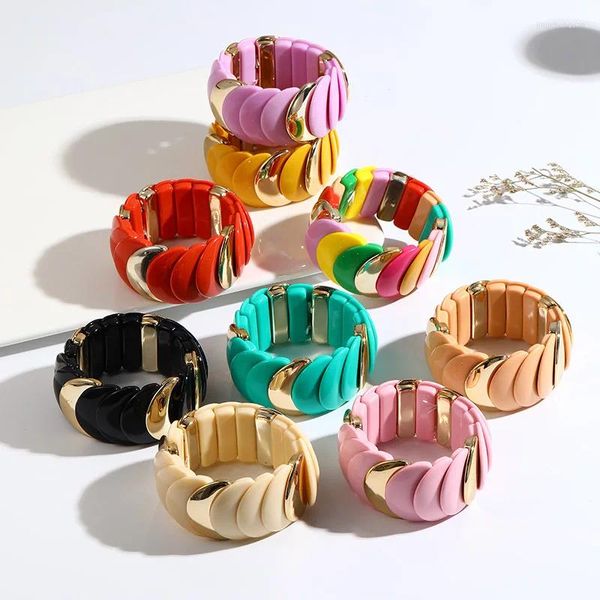 Braccialetto 2023 braccialetto largo con catena di perline per ragazze braccialetti con ciondoli in resina braccialetti regali di gioielli elastici di alta qualità da donna
