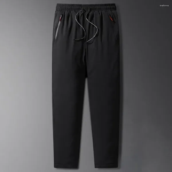 Calças masculinas Regular Fit Homens Quente Aconchegante Inverno Sweatpants com Bolsos de Cintura Elástica Ideal para Jogging Exercício Casual Wear Sólido