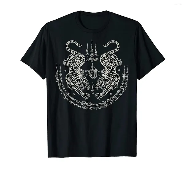 Magliette da uomo Sak Yant Thai Tattoo Twin Tiger Muay Magical Thailandia T-shirt regalo