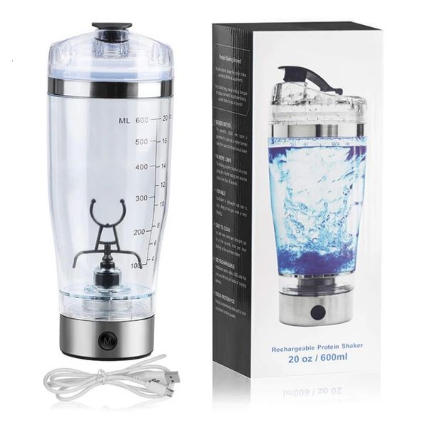 Bottiglie d'acqua 600ml Agitatore elettrico per frullato proteico Bottiglia USB Frullatore per caffè al latte Bollitore Shaker di ricarica per sport e fitness 231122