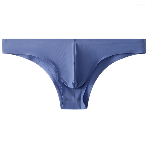 Mutande da uomo sexy slip senza cuciture pochette mutandine perizoma seta ghiacciata traslucida biancheria intima a vita bassa lingerie morbida calzoncillos hombre