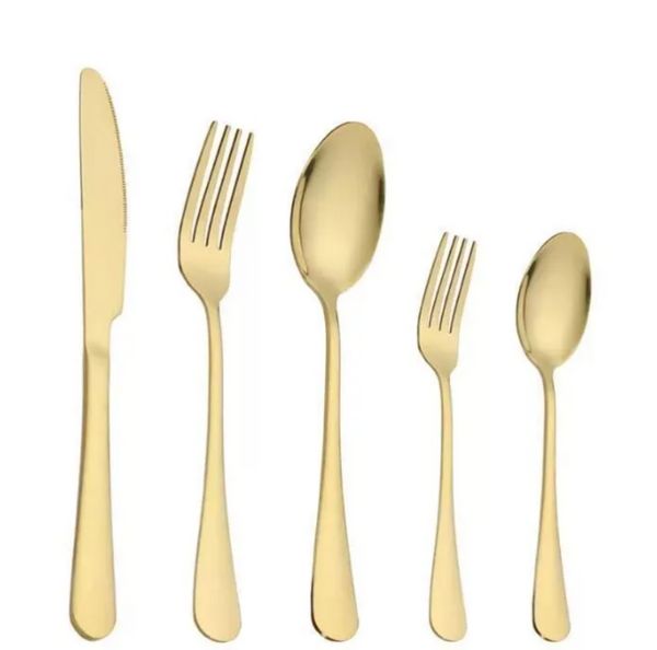 Set di posate Oro Argento Acciaio inossidabile Food Grade Argenteria Set di posate Gli utensili includono Coltello Forchetta Cucchiaio Cucchiaino FY5665-6