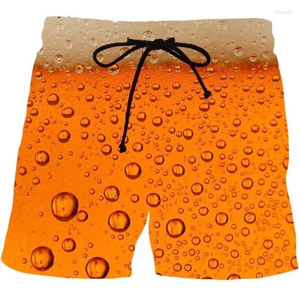 Shorts masculinos verão cerveja 3d estampas gráficas placa streetwear calças de surf de secagem rápida casual natação masculino esportes surf