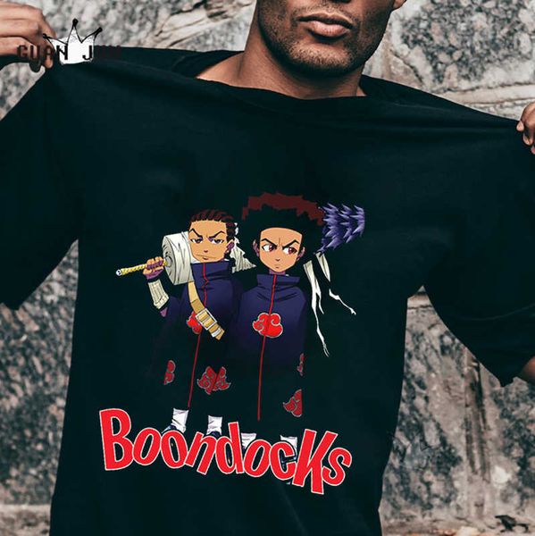 T-shirt da uomo Huey e Riley Freeman RIP Grandpa Men Graphic T-shirt The Boondocks T-shirt anni '90 T-shirt a maniche corte 100 Cotton Black Tops Uomo Z0421