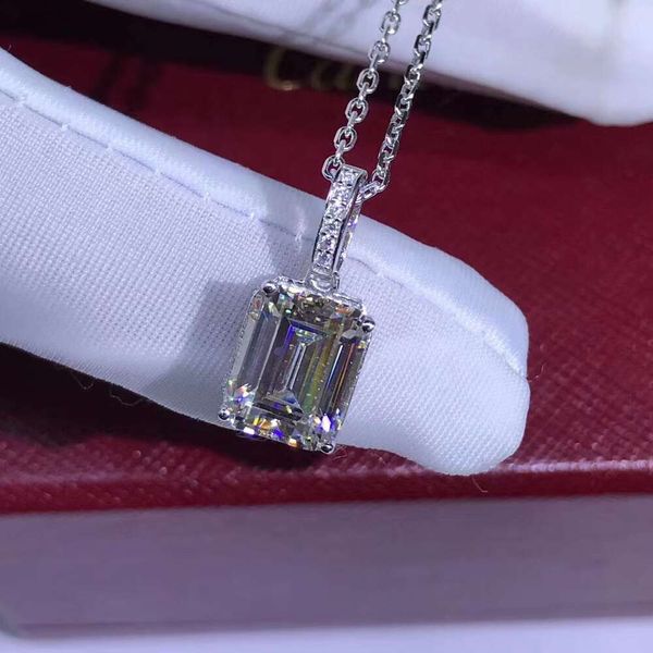 GEMS LADY Мода Изумрудной огранки D Цвет Циркон Алмаз 3 карата VVS Класс Женское Пара Изящных Ювелирных Изделий Подвеска Ожерелье