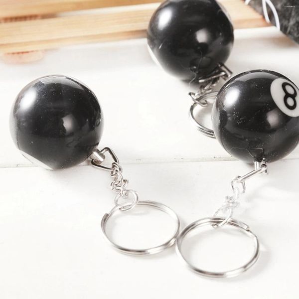 Keychains 1 PC Fashion Creative Billard Pool Schlüsselkette Tischball Ring Lucky Schwarz Nr. 8 25mm Harzschmuck Geschenk