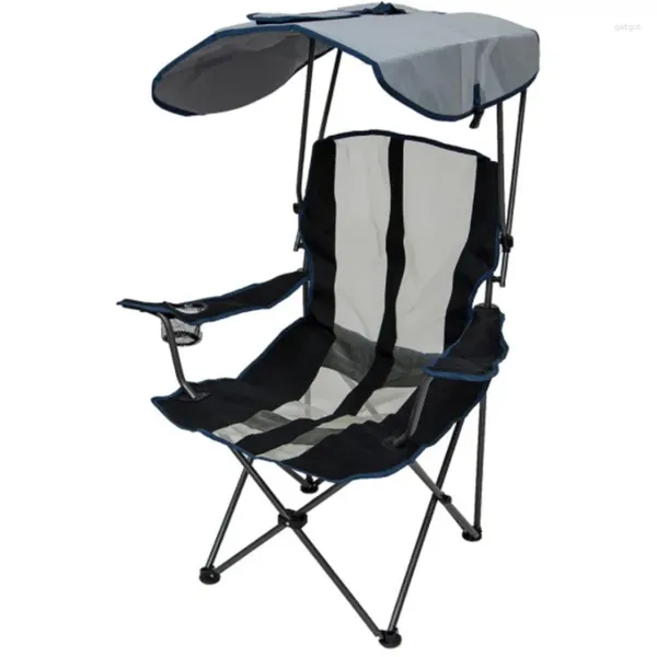 Cadeira de dossel original Kelsyus para móveis de acampamento - dobrável para portas traseiras de acampamento e eventos ao ar livre listra azul