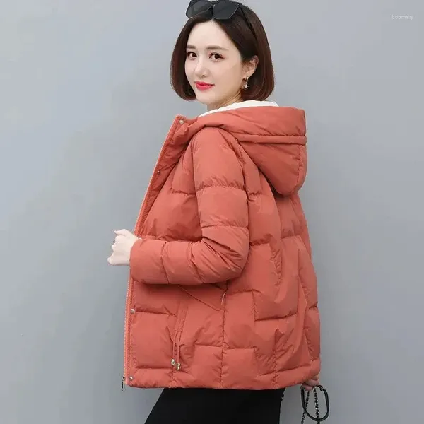 Kadın Trençkotları 2023 Koreli Kış Kapüşonlu Ceket Kadın Parkas Uzun Kollu Kalın Sıcak Pamuk Jacke Parka Kadın Dış Giyim Palto