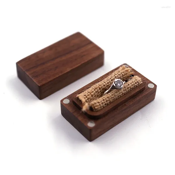 Sacchetti per gioielli LOGO fai da te personalizzato Portatore di scatole per anelli di fidanzamento in legno Nome personalizzato Decorazioni per date Scatole per imballaggio personalizzate per porta matrimoni