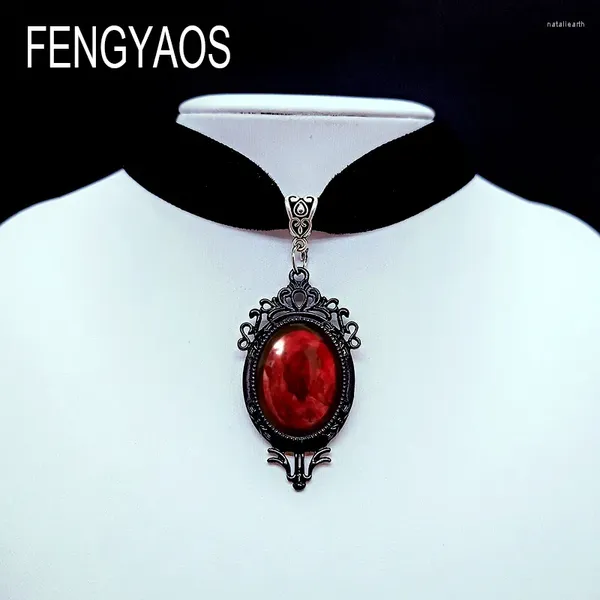 Anhänger Halsketten Gothic Vampir Cameo Choker Samt Halskette für Frauen Mode Pagan Hexerei Schmuck Mädchen