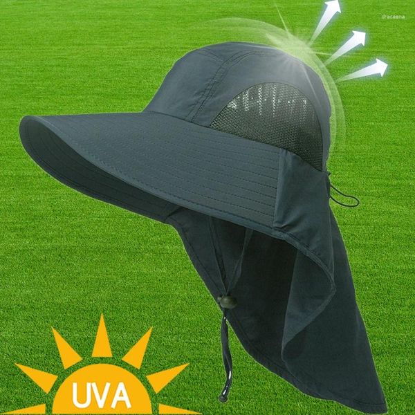 Berretti Grandi Cappelli da sole estivi per uomo Donna Protezione UV esterna Parasole traspirante Cappello da pescatore Escursionismo Campeggio Secchio da spiaggia