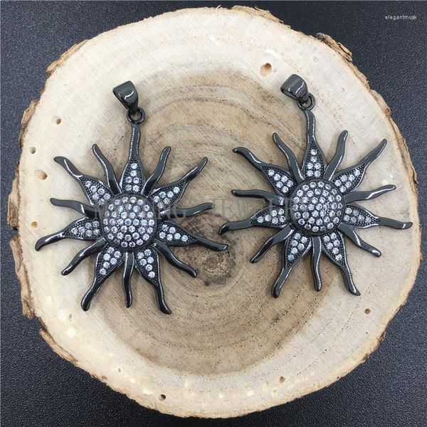 Colares pendentes my0739 micro pavão de zircão sol forma de charme cz clear zirconia espacial pistola preto manchado para fazer colar