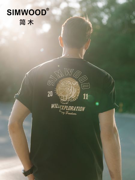 Herren T -Shirts Sommer Oversize T -Shirts Männer zurück Tigerdruck plus Größe 100% Baumwolltimen bequeme Tees SM120014 230421