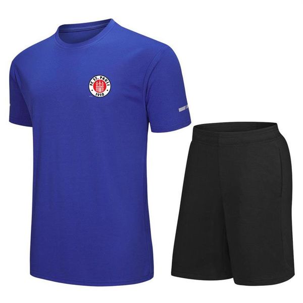 FC St. Pauli Herren-Fußball-Trainingsanzüge, Jersey, schnell trocknendes Kurzarm-Fußballtrikot, individuelles Logo, Outdoor-T-Shirts, 265 g