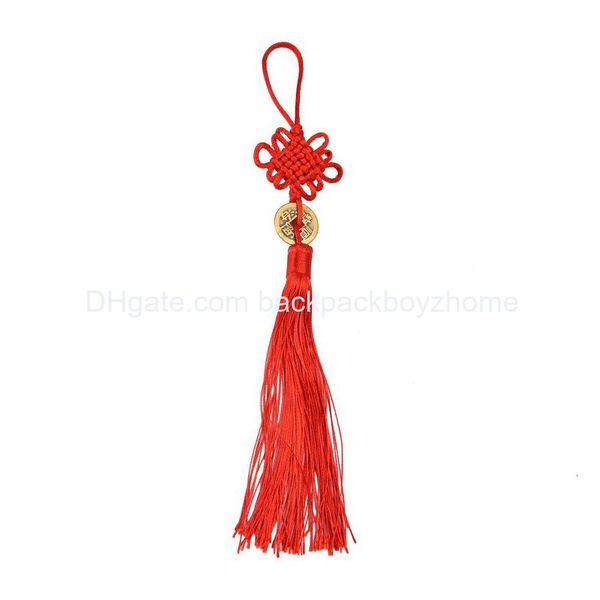 Dekoratif nesneler figürinler şanslı cazibe iyi servet ev araba dekor kırmızı Çin düğüm feng shui set antik I çin paraları prosperi otsvi