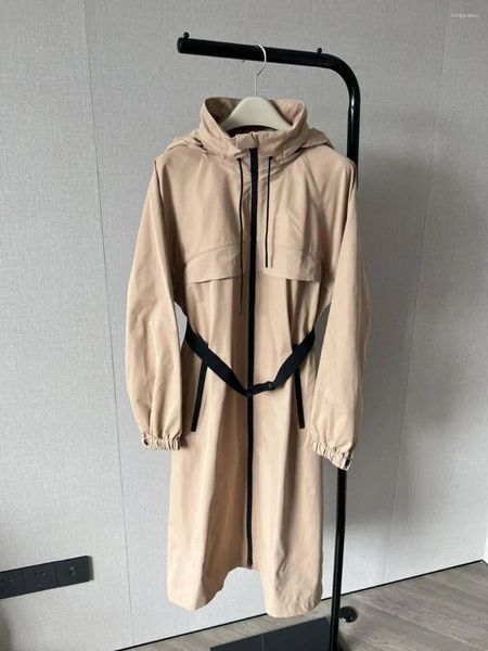 Damen Trenchcoats Langer Mantel Gürtel Taille Design Lässige Mode 2024 Herbst 1110