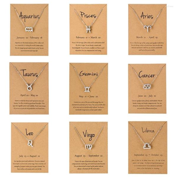 Gargantilla hombres mujeres 12 horóscopo signo del zodiaco oro plata Color colgante collar Aries Leo constelaciones joyería niños regalos de vacaciones