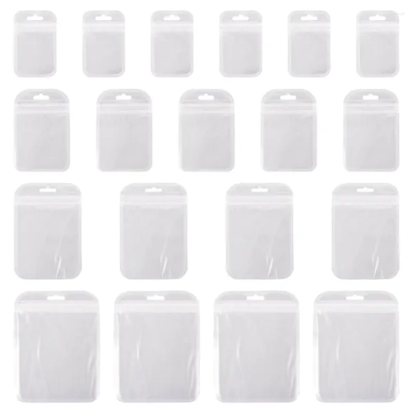 Bolsas de jóias 100 pcs transparente plástico zip lock sacos resealable embalagem bolsa claro ornamentos saco de armazenamento de presente com pendurar buraco