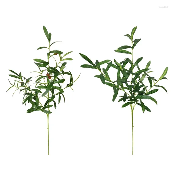 Flores decorativas ramos de oliveira europeia artificial com folhas de frutas para casa el casamento diy decoração plantas