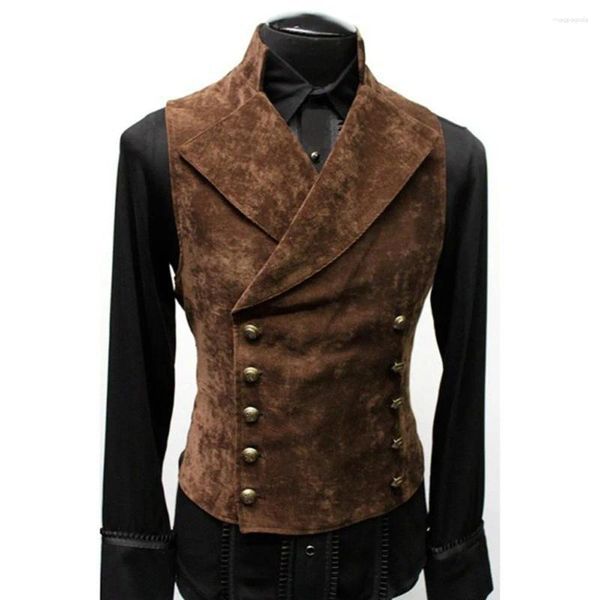 Coletes masculinos outono gótico vintage coletes duplo breasted jaqueta lapela cosplay traje vitoriano colete masculino topos