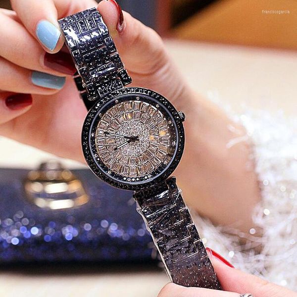 Нарученные часы модные роскошные аналоговые Quartz Women Ladies Bling Diamonds Crystal Watch Gift Relogio Feminino Drop 2023