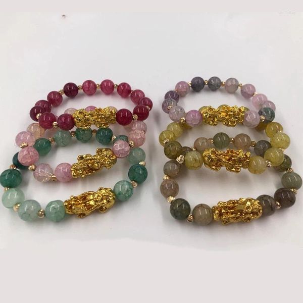 Charme Pulseiras Feng Shui Pixiu Pulseira Para Mulheres Homens 2023 Boa Sorte Riqueza Imitação Natural Pedra Trançada Festa de Casamento Jóias Presente