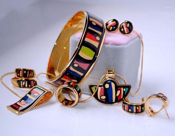 Halskette Ohrringe Set 010 Cloisonne Emaille Schmuck Europäische und Amerikanische Art 4er Sets