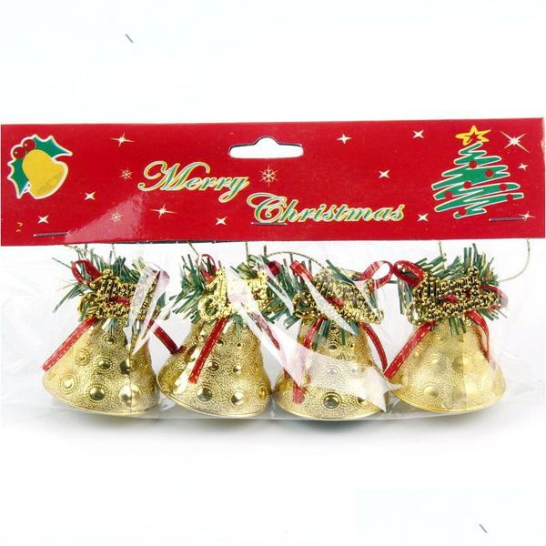 4.5cm Bell Noel Dekorasyonları Malzemeler Plastik Elektrapan Çan String Tree Kolye Aksesuarları Toptan Damla Teslimat Dhxpu