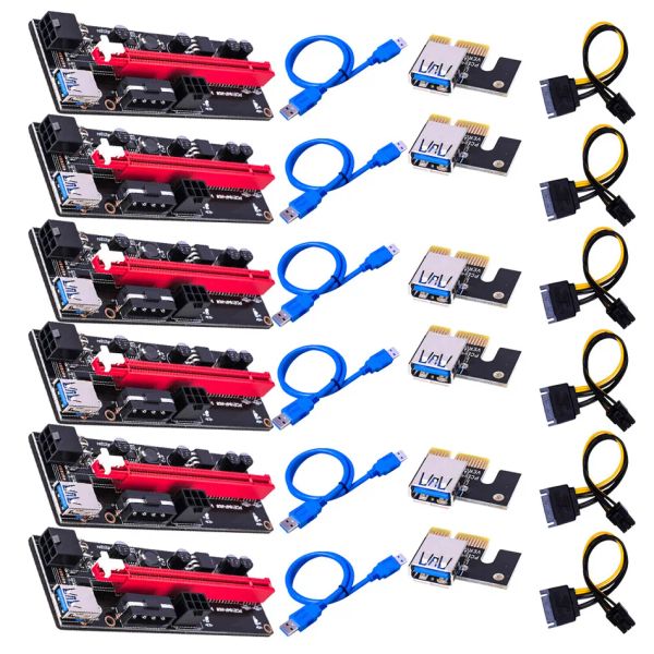 VER009 USB Riser VER 009S cartes Express 1X 4x 8x 16x Extender pcie Riser adaptateur carte SATA 15 broches à 6 broches puissance ZZ