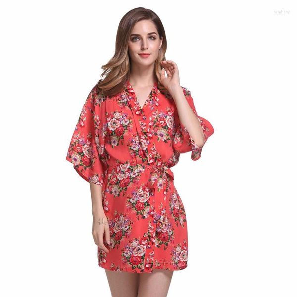 Vestidos de casamento de roupas de dormir femininas Mini Robe Kimono Festa de Noiva Sexy Prind Print Bridesmaid Shower Gift D210