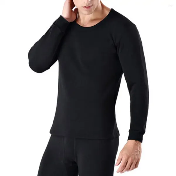 Roupa interior térmica masculina calças de virilha aberta definir inverno quente fino ajuste pijamas elásticos para homewear